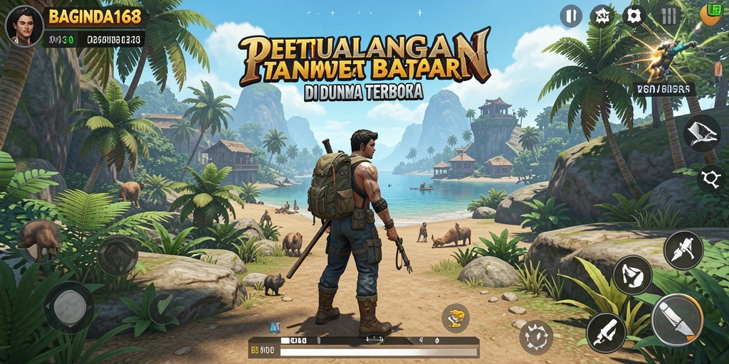 Tampilan utama gameplay BAGINDA168 di dunia terbuka yang luas.