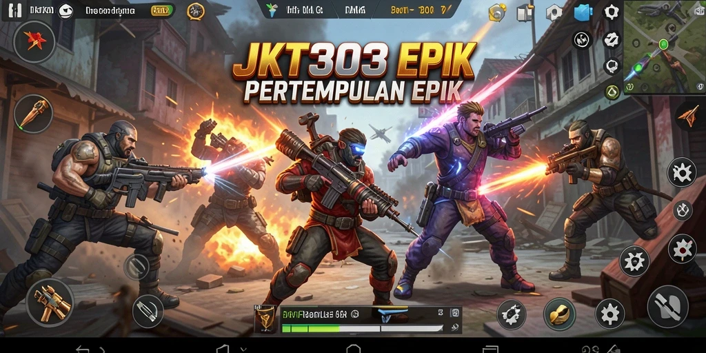 Gameplay seru di JKT303 dengan pertempuran Battle Royale yang mendebarkan.