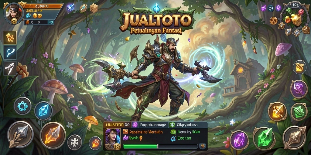 Tampilan gameplay epik JUALTOTO dengan pertarungan seru.