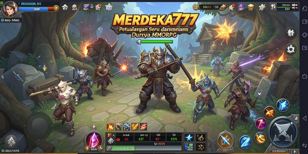 Screenshot gameplay MERDEKA777 menampilkan aksi pertempuran yang mengasyikkan di dunia MMORPG.