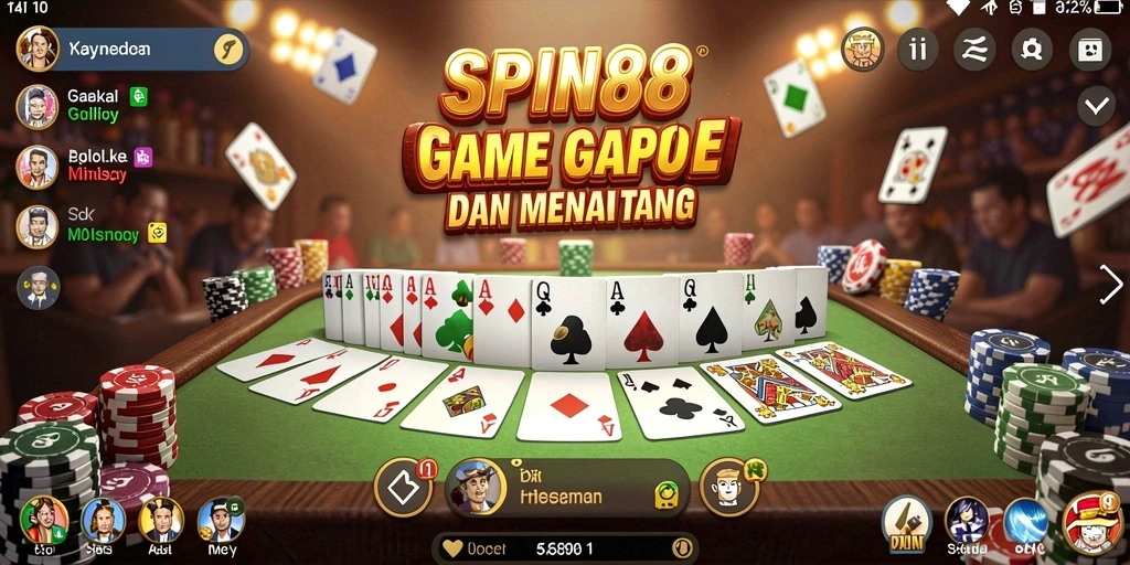 Tampilan gameplay Gaple yang menarik dan interaktif di SPIN88.